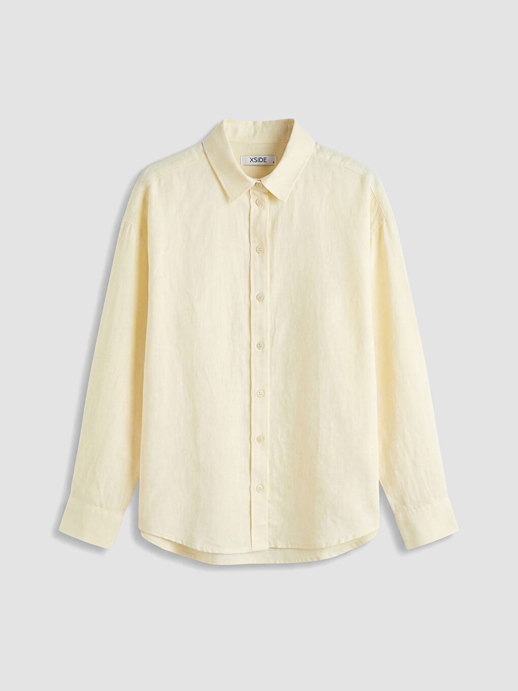 Sarı Oversize Kadın Keten Gömlek-6