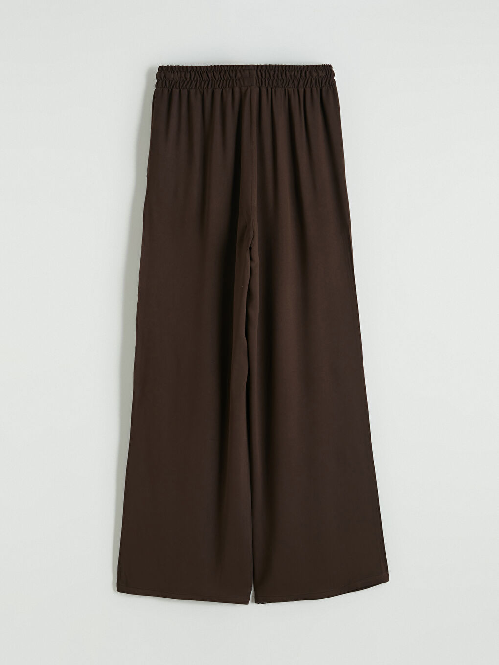 Kahverengi Belİ Lastikli Geniş Paça Kadın Pantolon-2