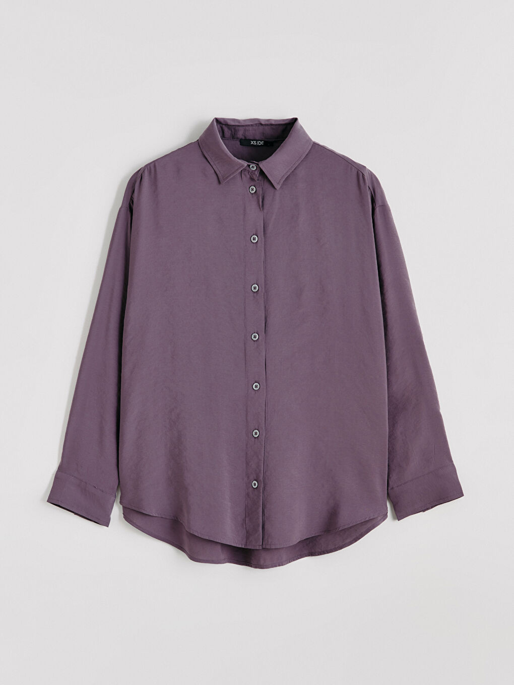 Mürdüm Oversize Modal Karışımlı Kadın Gömlek-4