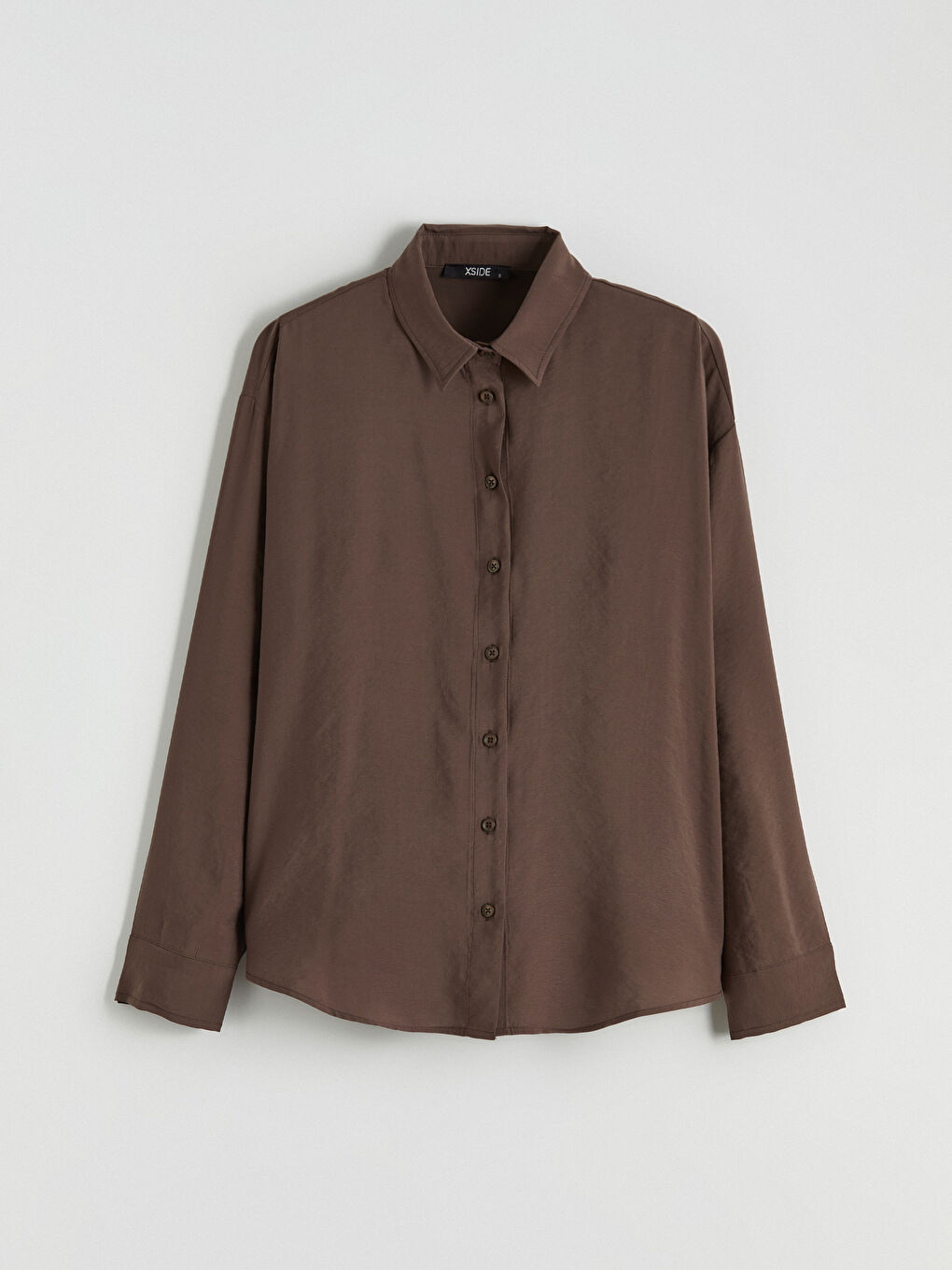 Kahverengi Oversize Modal Karışımlı Kadın Gömlek-4