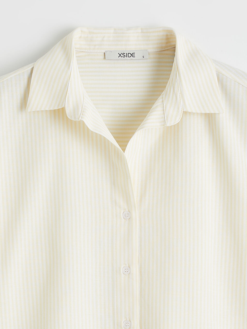 Sarı Çizgili Oversize Poplin Kadın Gömlek	-5