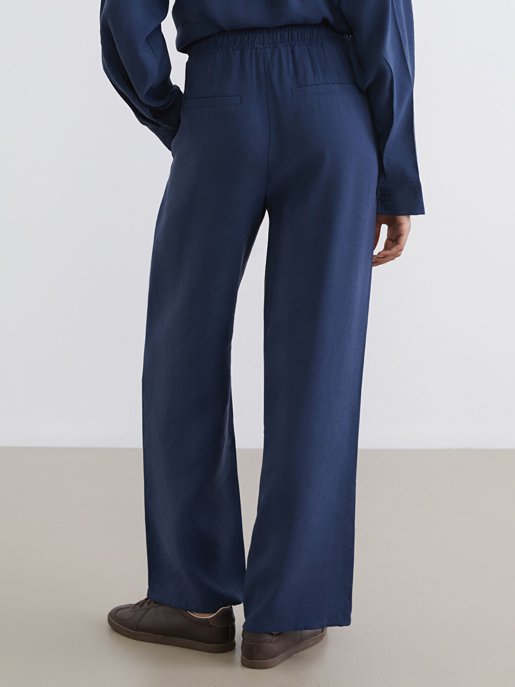 İndigo Belİ Lastikli Geniş Paça Kadın Pantolon	-3