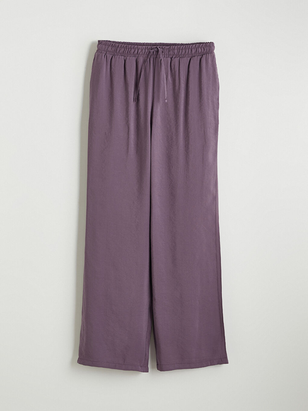 Mürdüm Belİ Lastikli Geniş Paça Kadın Pantolon	-4