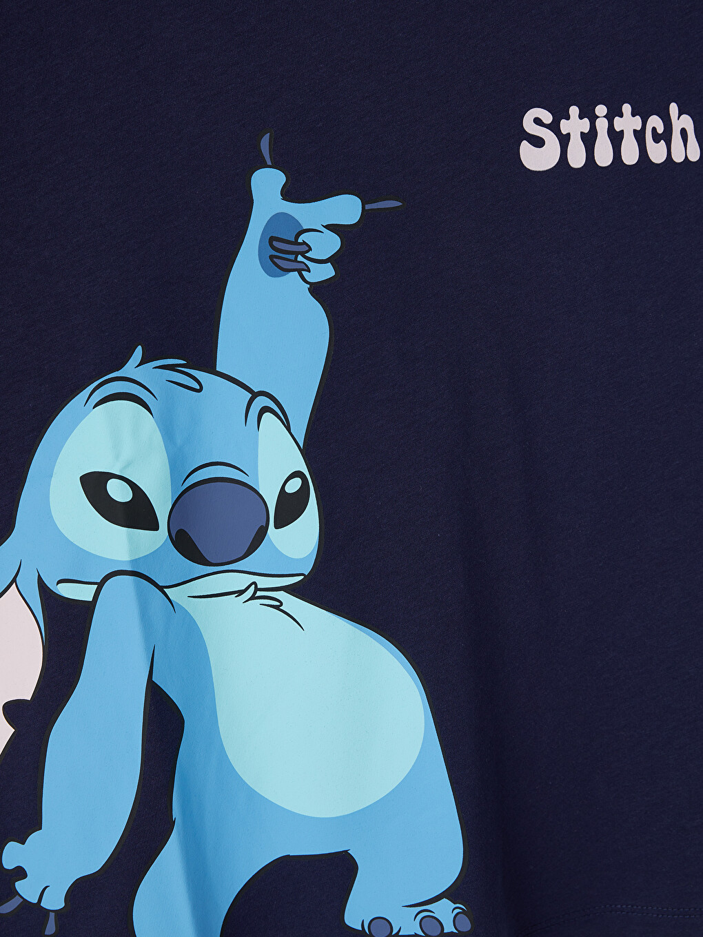 Lacivert Stitch Baskılı Kadın Şortlu Pijama Takımı-5