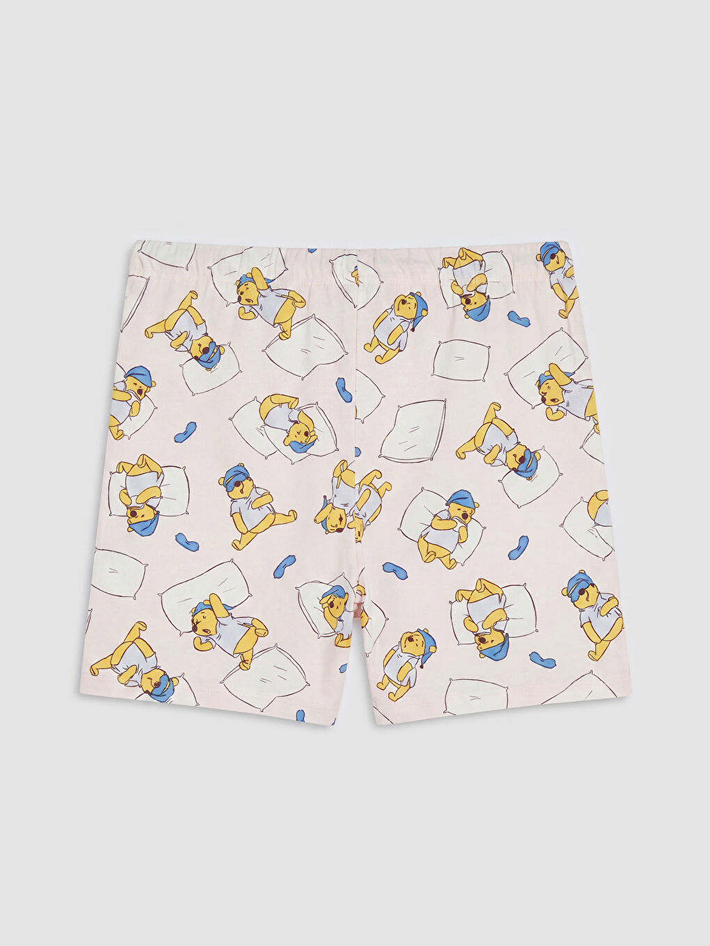 Pembe Winnie the Pooh Baskılı Kadın Şortlu Pijama Takımı-10