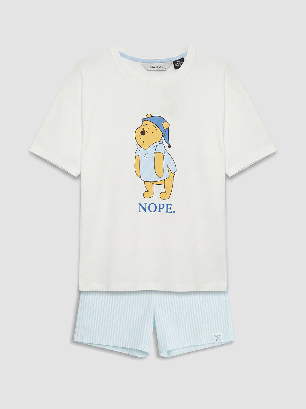 Mavi Winnie the Pooh Baskılı Kadın Şortlu Pijama Takımı