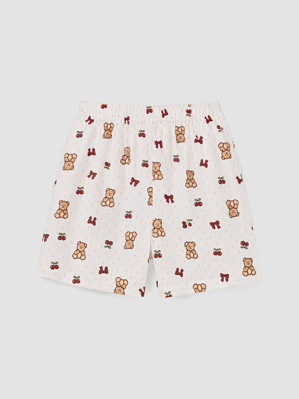 Peter Pan Collar Teddy Bear Printed Women's Shorts Pyjamas Set-11