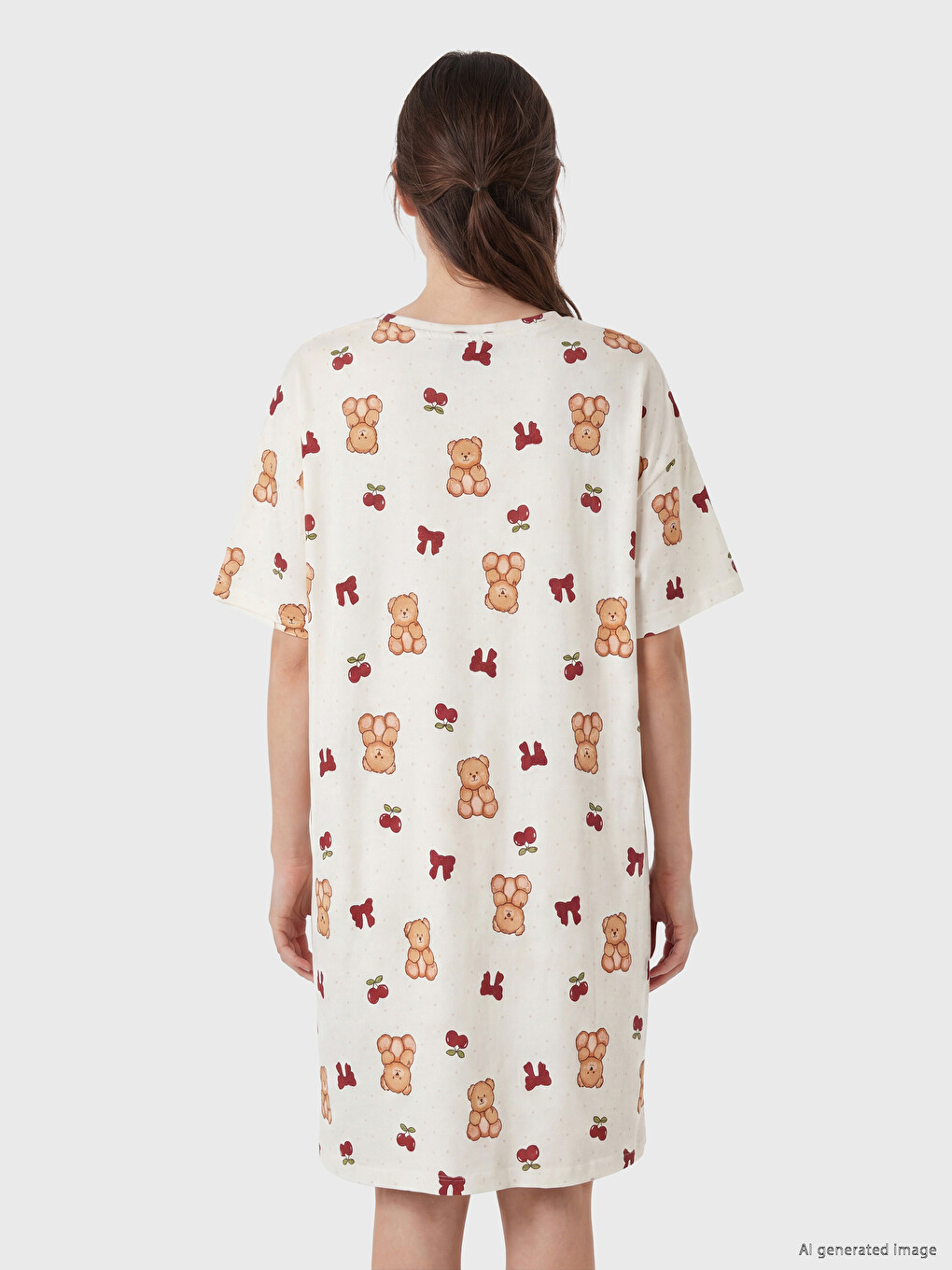 Crew Neck Patterned Women's Nightdress-3