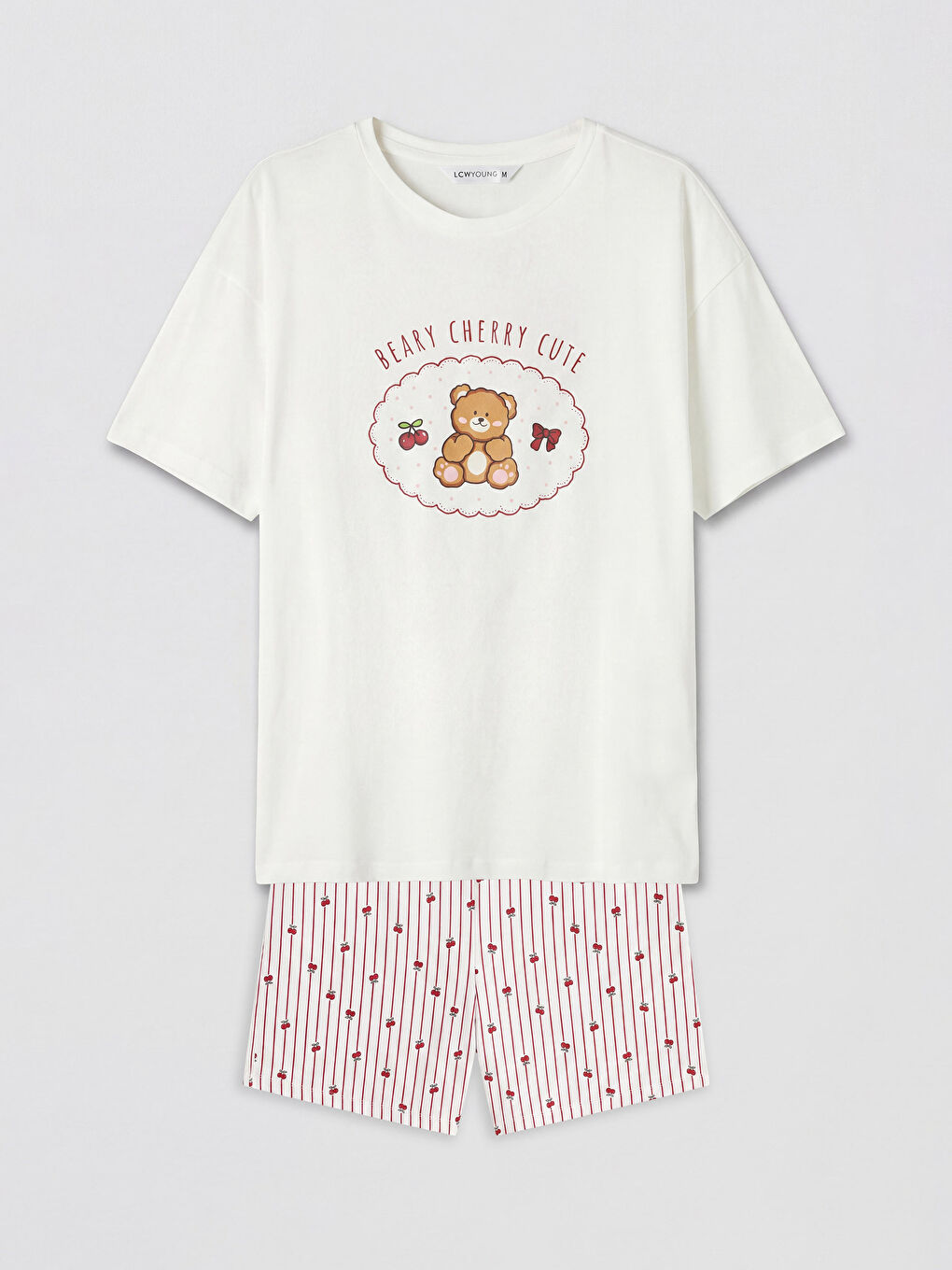 Bordo Baskılı Kadın Şortlu Pijama Takımı
