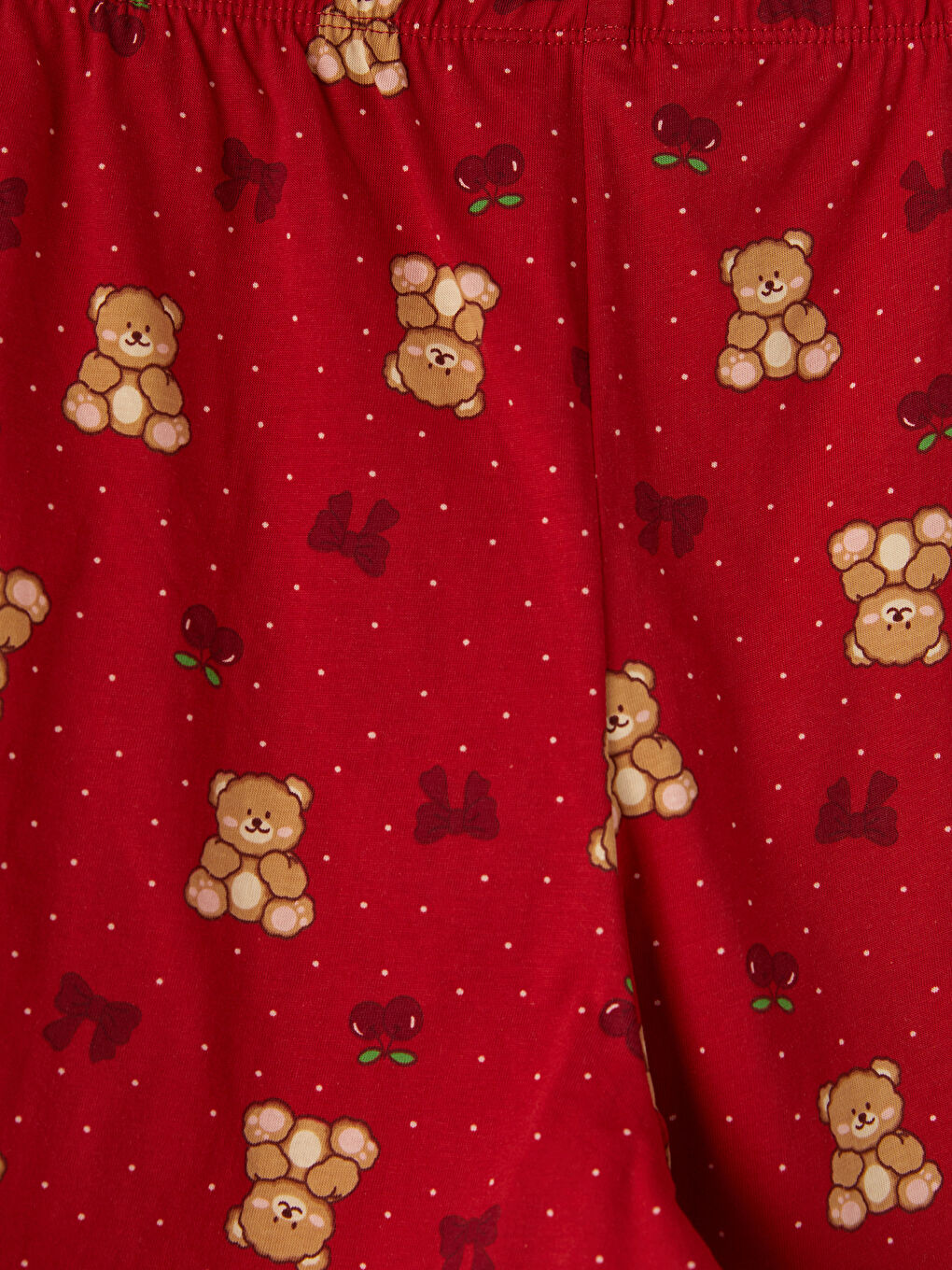 Kırmızı Bisiklet Yaka Kadın Şortlu Pijama Takımı-5