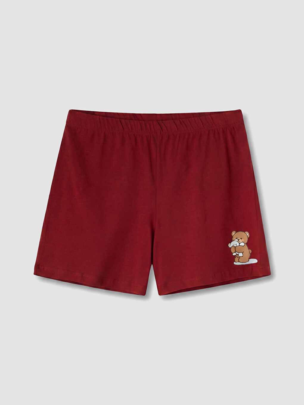 Bordo Baskılı Kadın Şort Pijama Altı 2'li-1