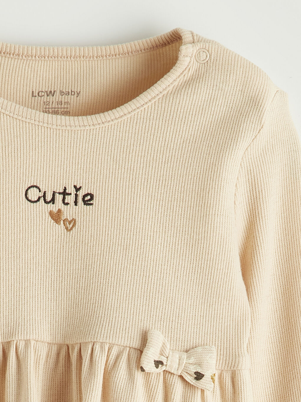 Bej Bisiklet Yaka Nakışlı Kız Bebek 2'li-2