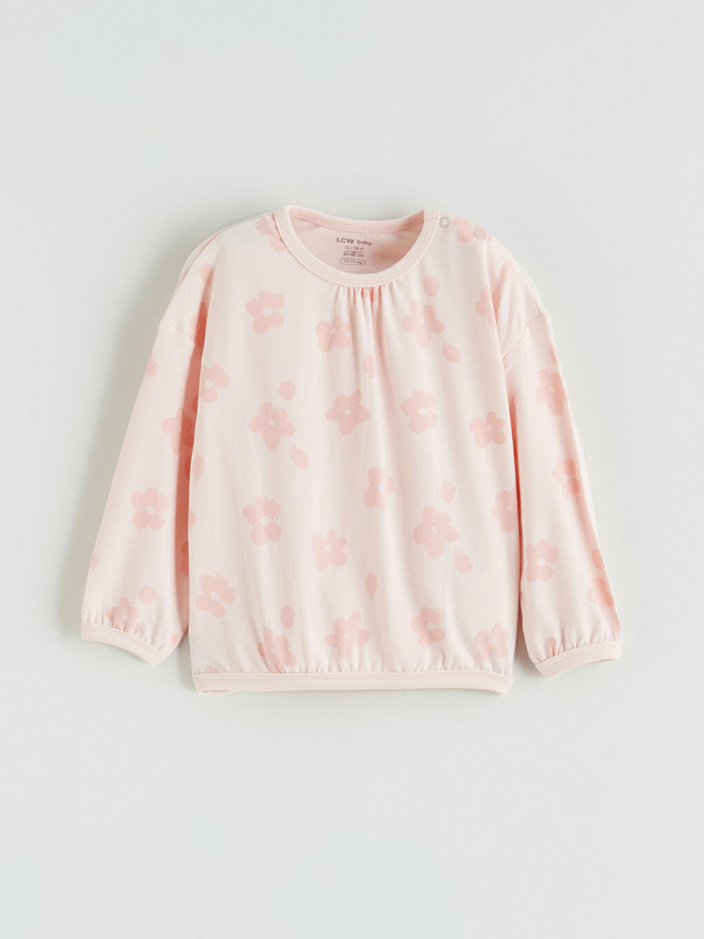 Pembe Bisiklet Yaka Çiçekli Kız Bebek Pijama Takımı-1