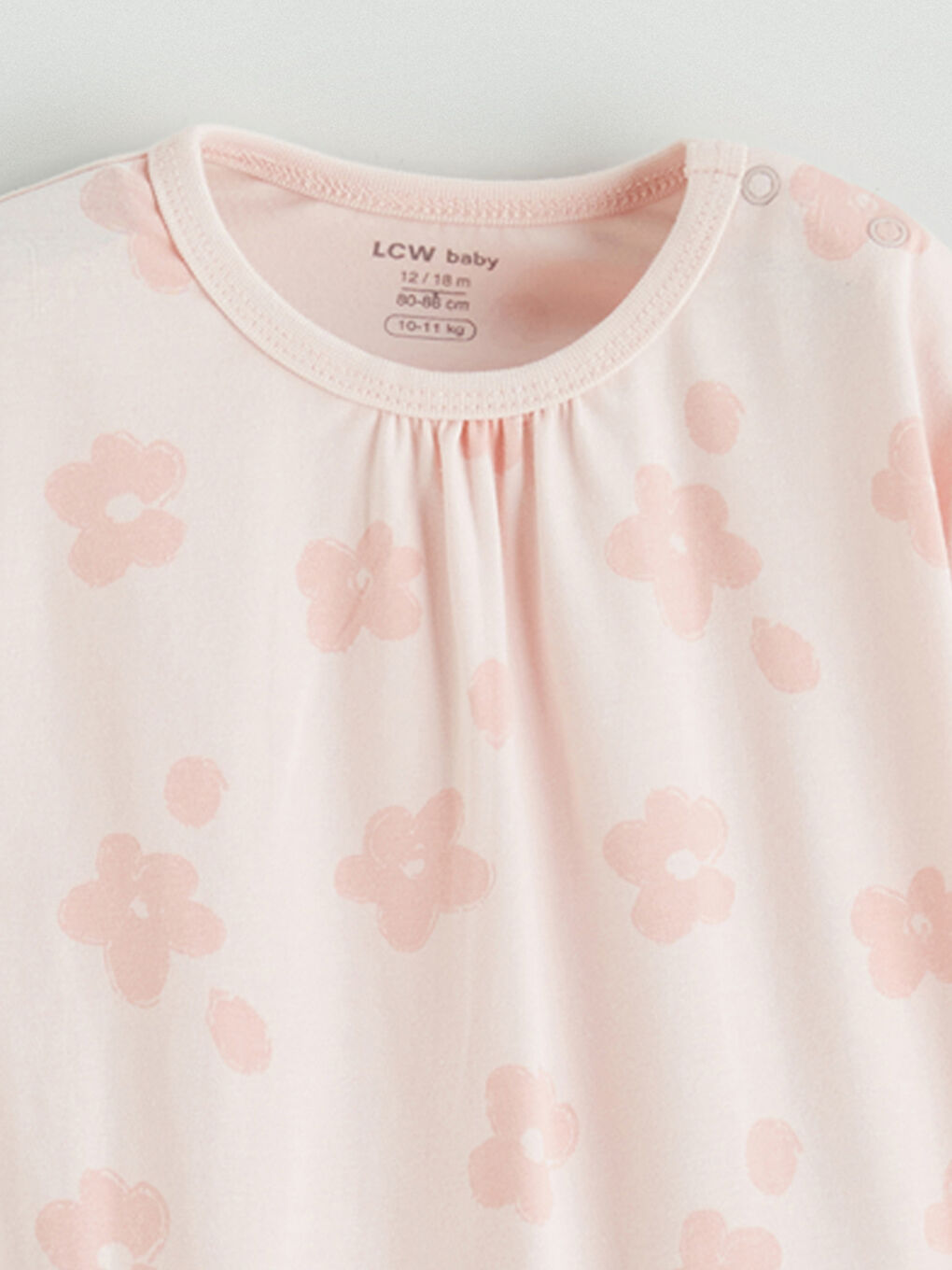 Pembe Bisiklet Yaka Çiçekli Kız Bebek Pijama Takımı-2