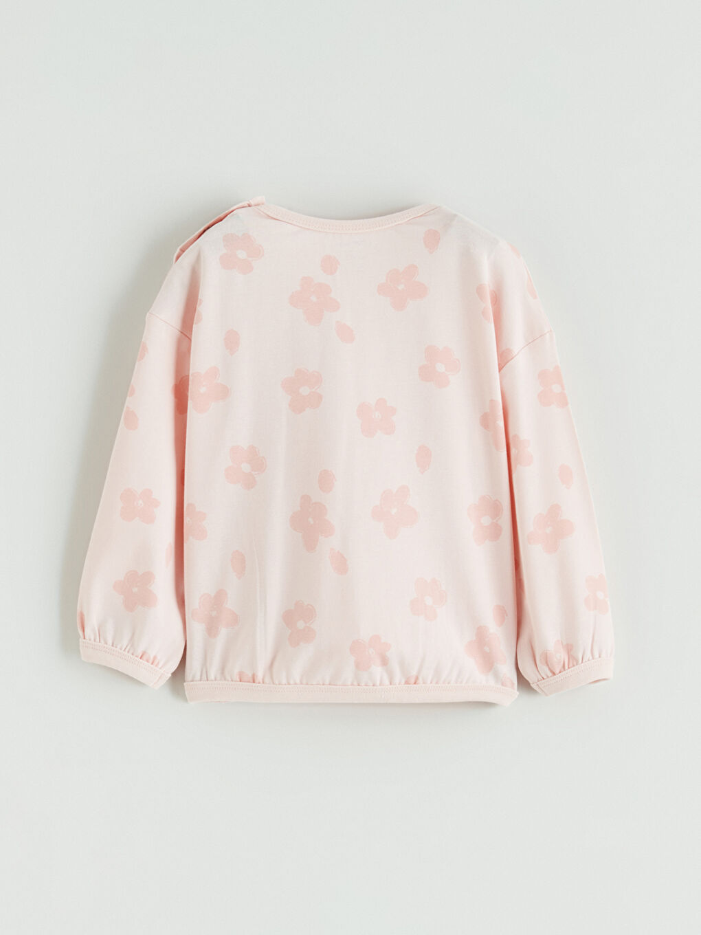 Pembe Bisiklet Yaka Çiçekli Kız Bebek Pijama Takımı-3