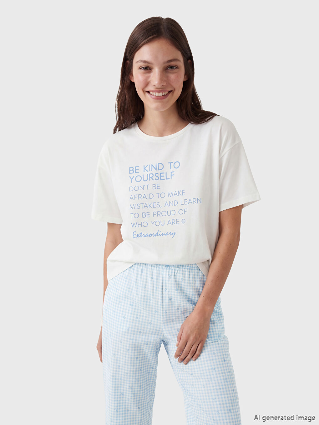 Lila Bisiklet Yaka Baskılı Kadın Pijama Takımı-1