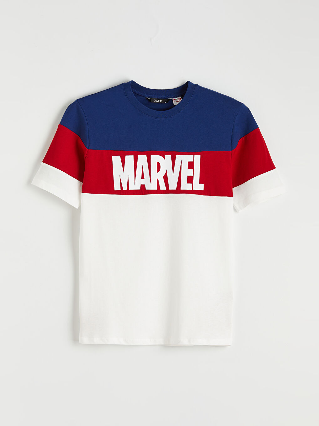 Tricou Bărbați din Bumbac cu Imprimeu Marvel și Guler Rotund-4