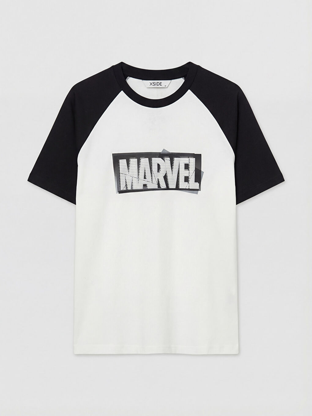 Beyaz Bisiklet Yaka Marvel Baskılı Erkek Tişört-4