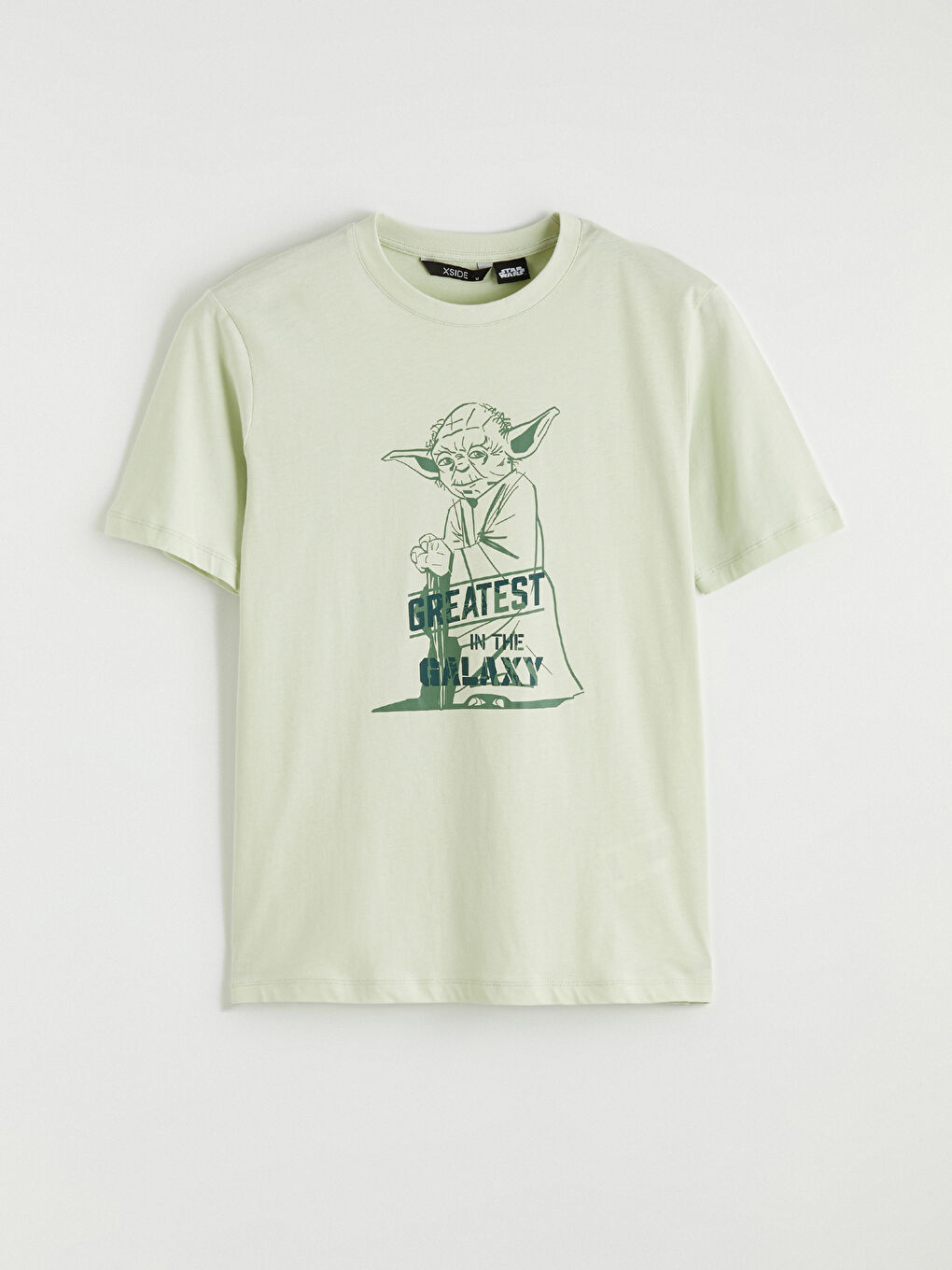 Yeşil Bisiklet Yaka Star Wars Baskılı Erkek Tişört-4