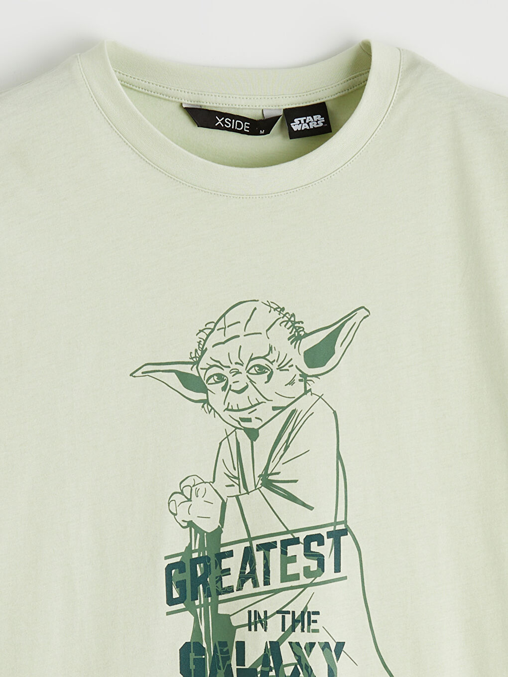 Yeşil Bisiklet Yaka Star Wars Baskılı Erkek Tişört-5