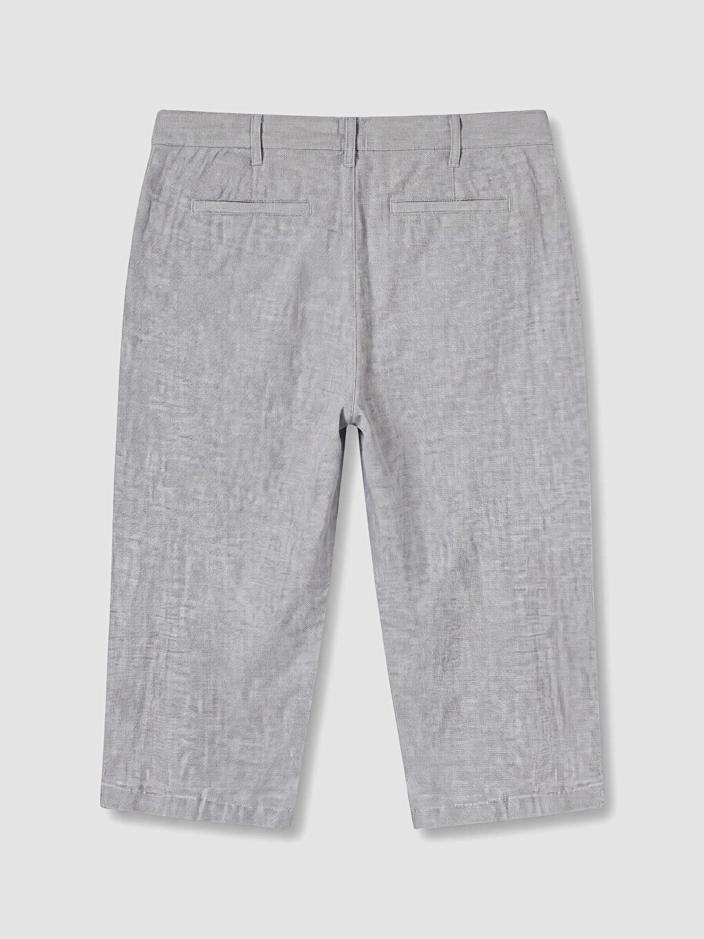 Gri Regular Fit Keten Karışımlı Erkek Şort-2