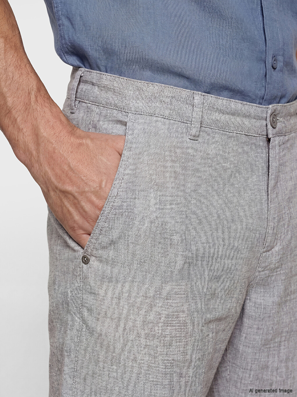 Regular Fit Linen Blend Men's Shorts-2