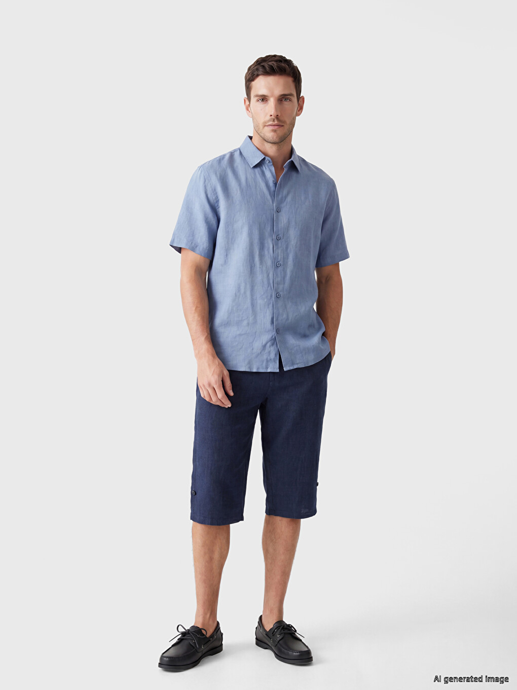 Regular Fit Linen Blend Men's Shorts