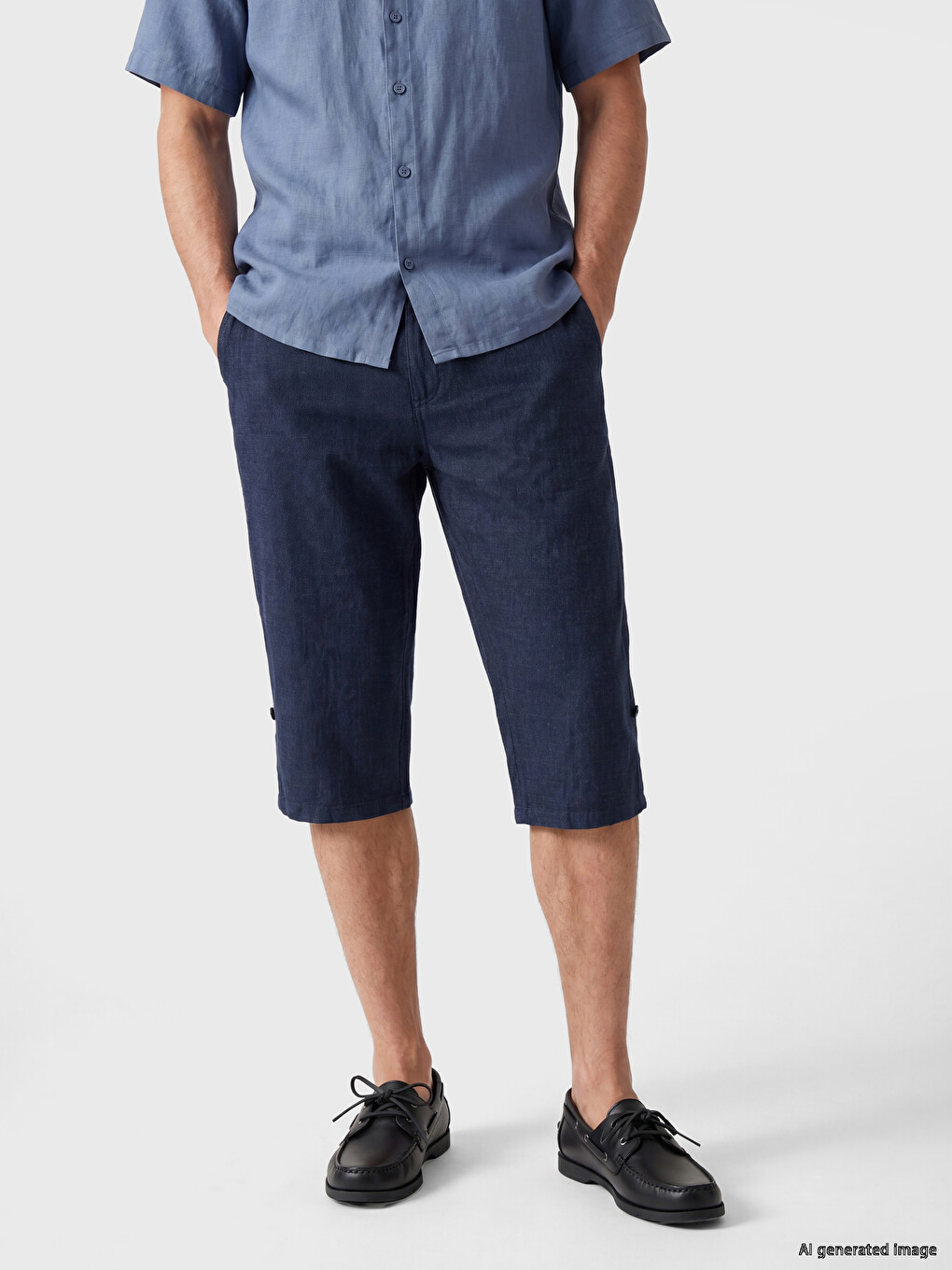 Regular Fit Linen Blend Men's Shorts-1