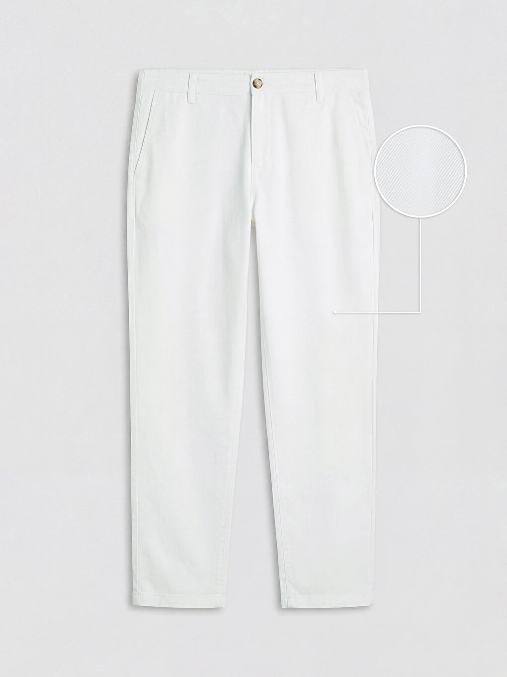 Beyaz Standart Kalıp Erkek Chino Pantolon