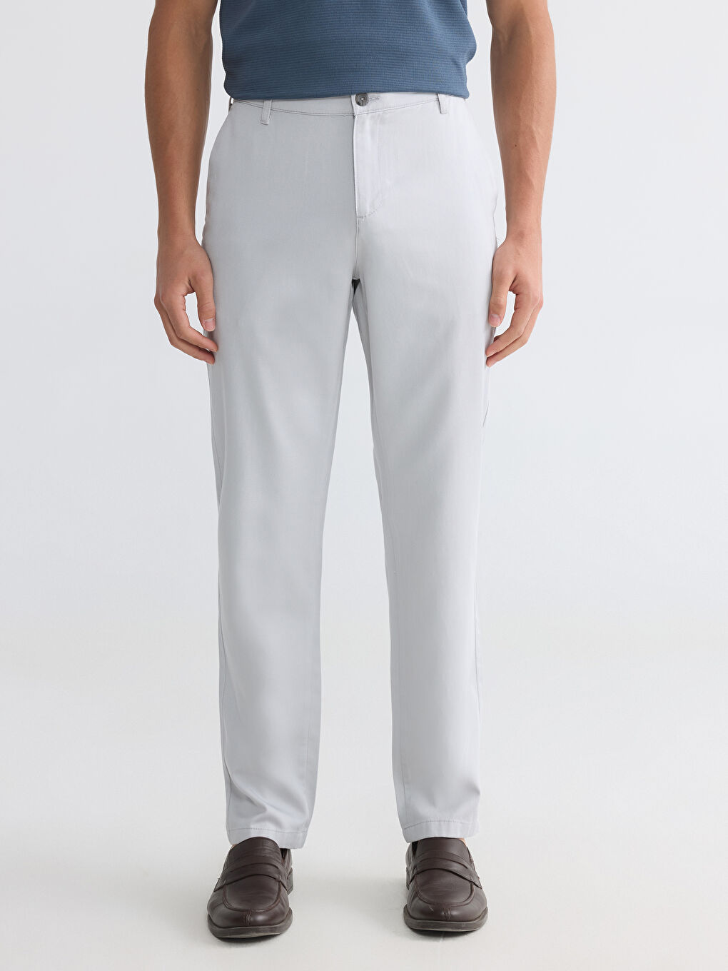 Gri Regular Fit Erkek Chino Pantolon-1
