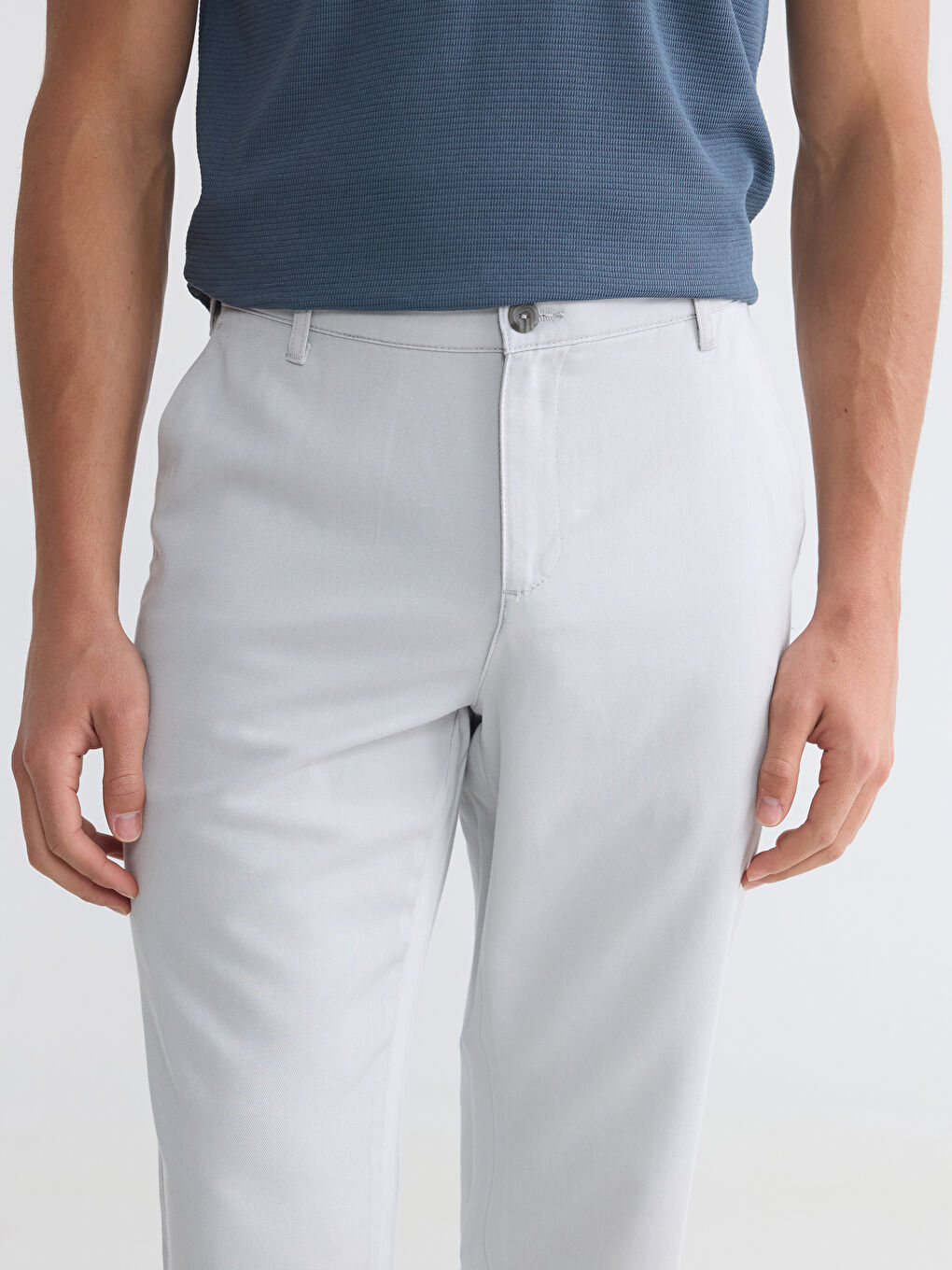 Gri Regular Fit Erkek Chino Pantolon-2