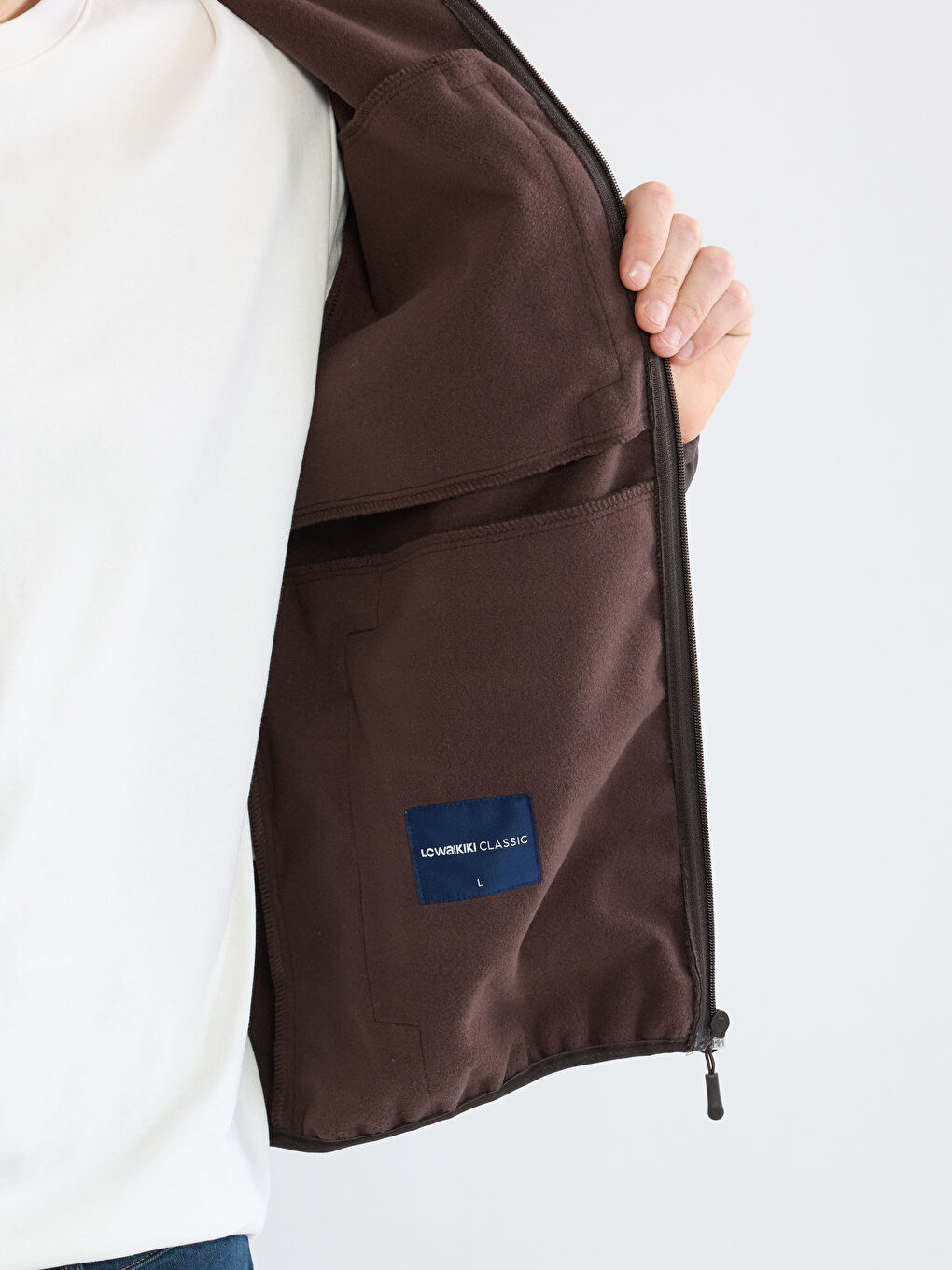 Kahverengi Standart Kalıp Kapüşonlu Erkek Mont-3