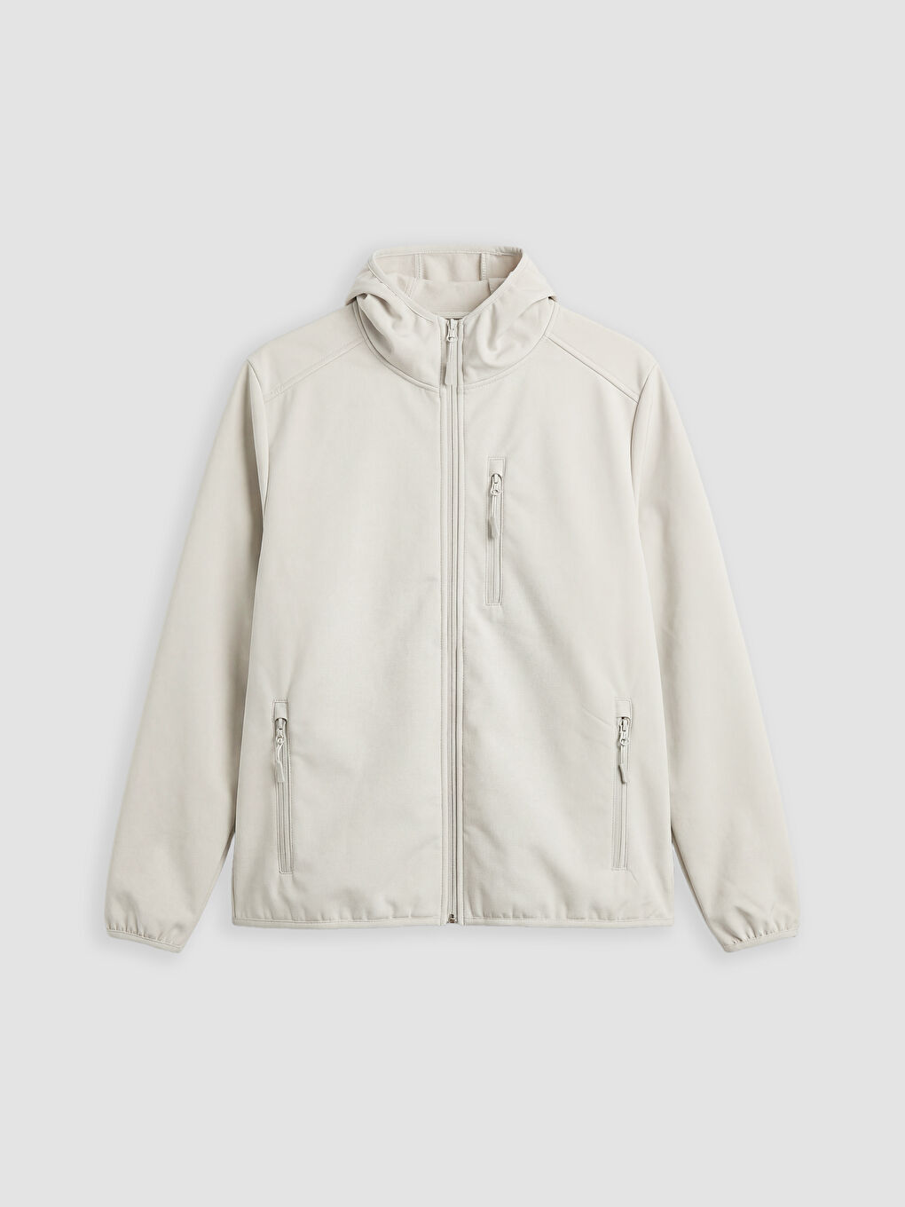 Bej Standart Kalıp Kapüşonlu Erkek Mont