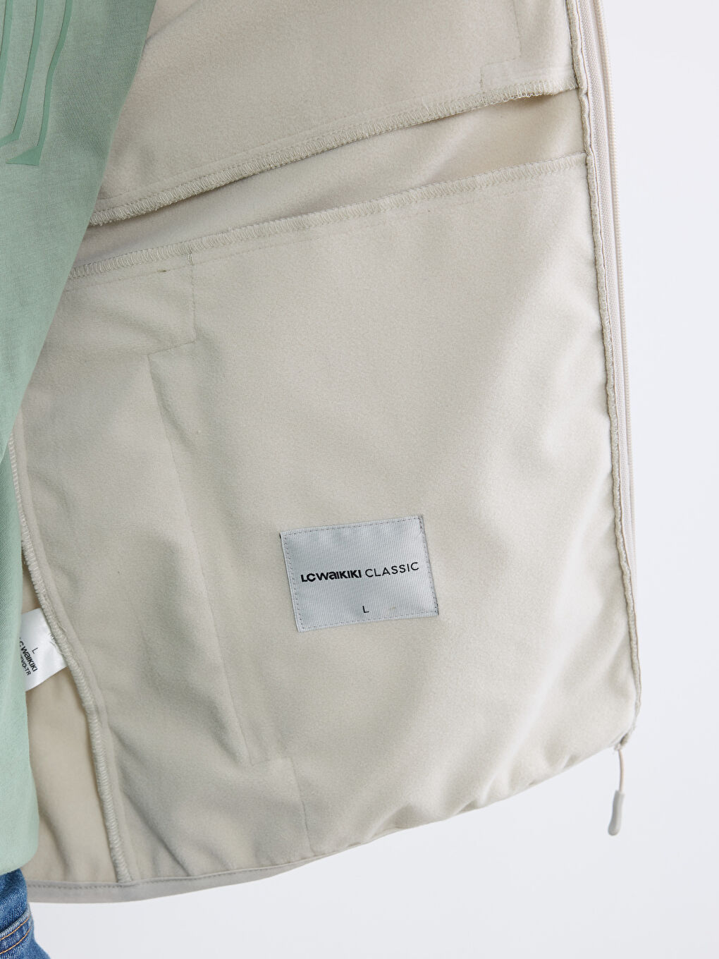 Bej Standart Kalıp Kapüşonlu Erkek Mont-3