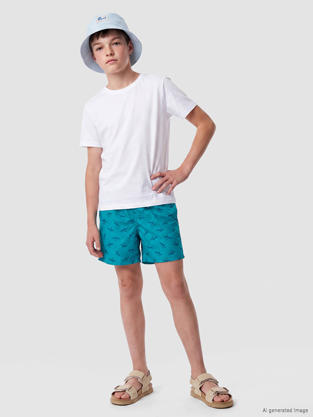 Printed Boys' Swimming Shorts-1