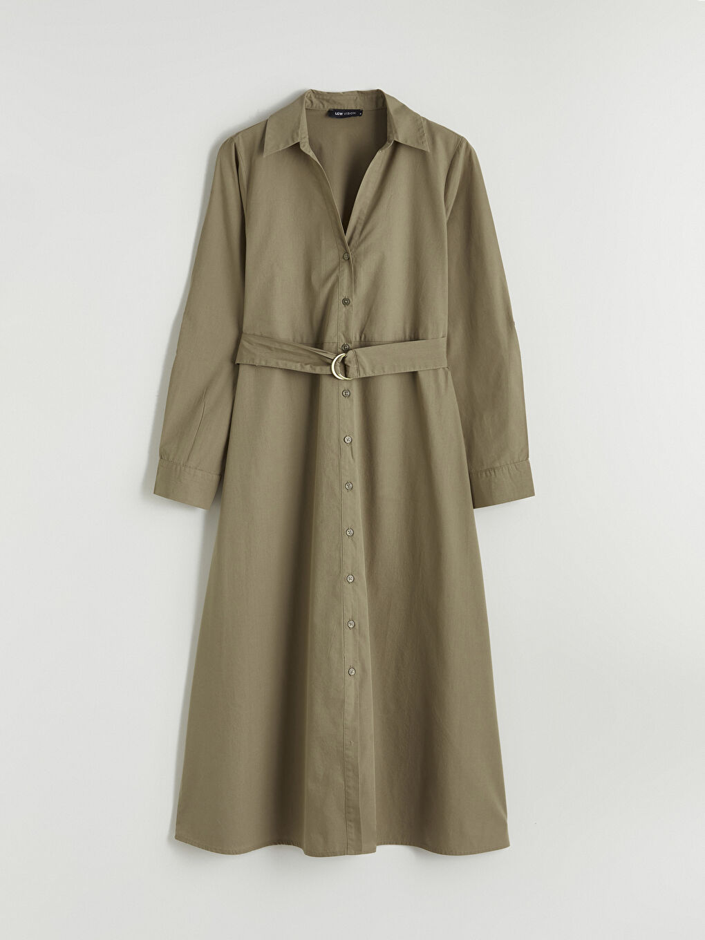 Ženska košulja haljina od poplina sa pojasom-4