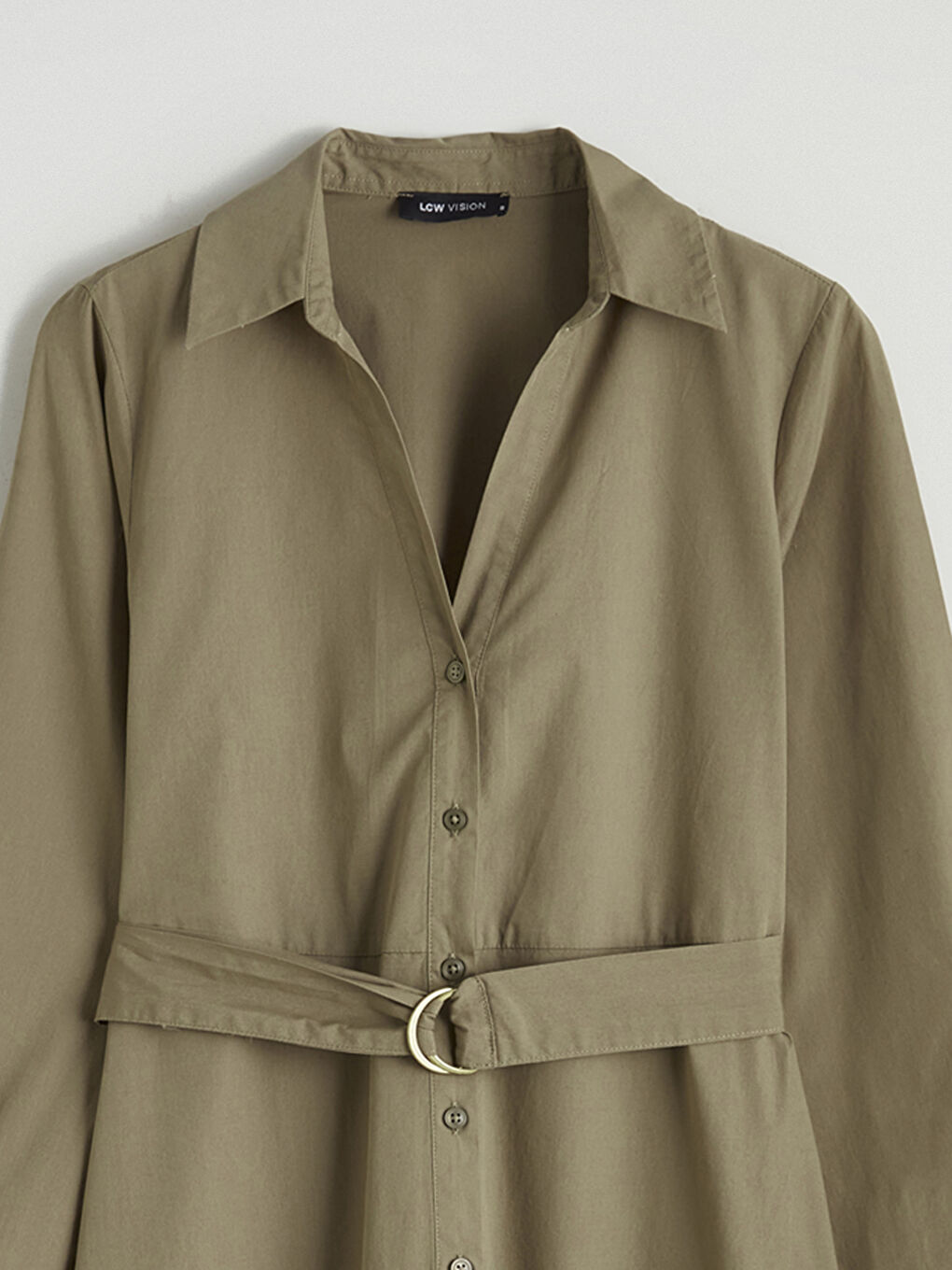 Ženska košulja haljina od poplina sa pojasom-5