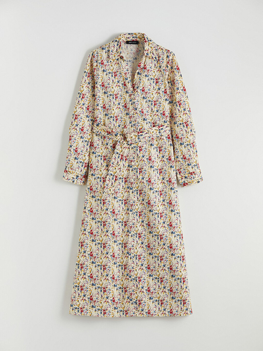 Floral Sash Poplin Women's Shirt Dress-4