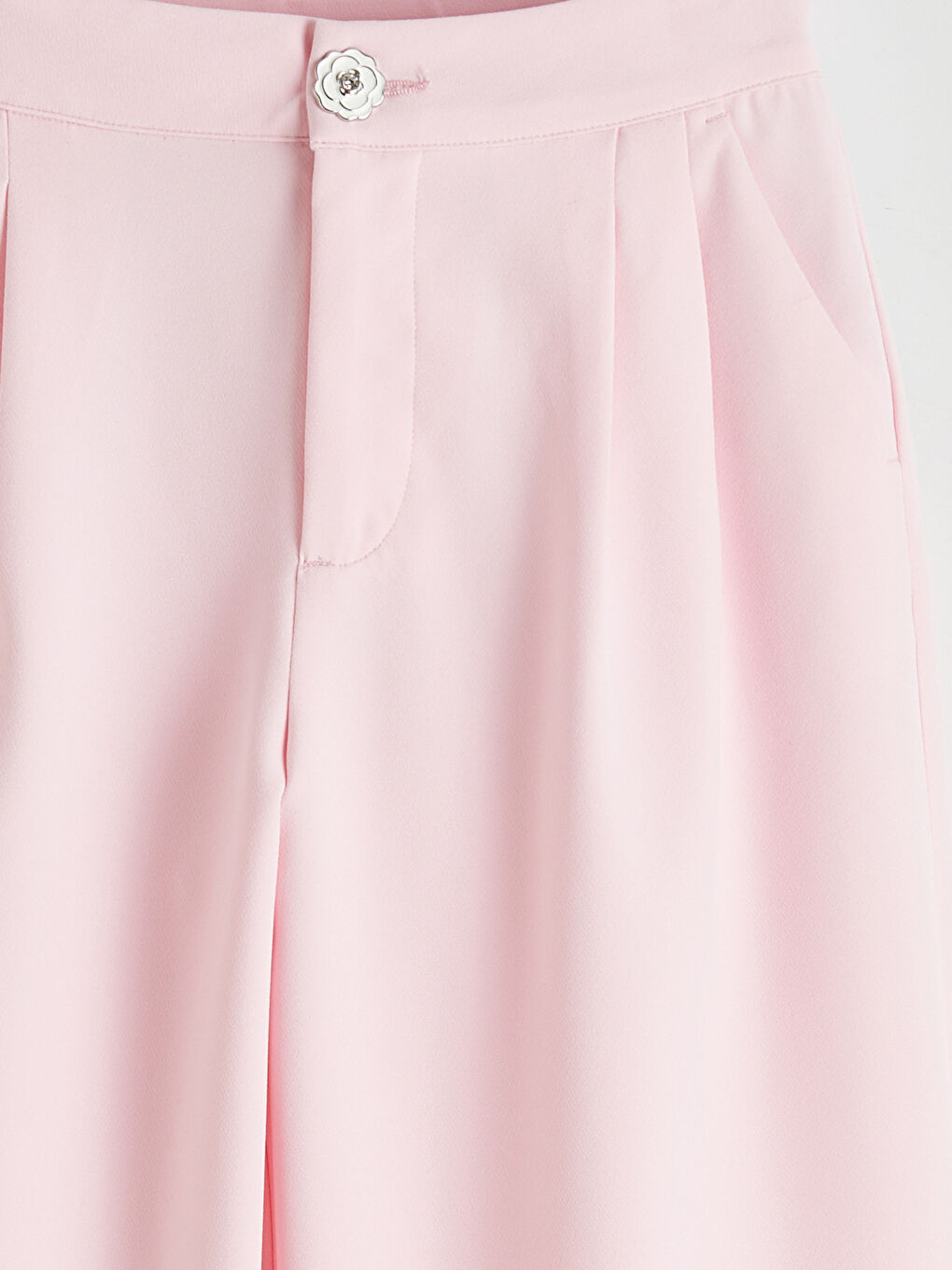 Pembe Pileli Kız Çocuk Geniş Paça Pantolon-2