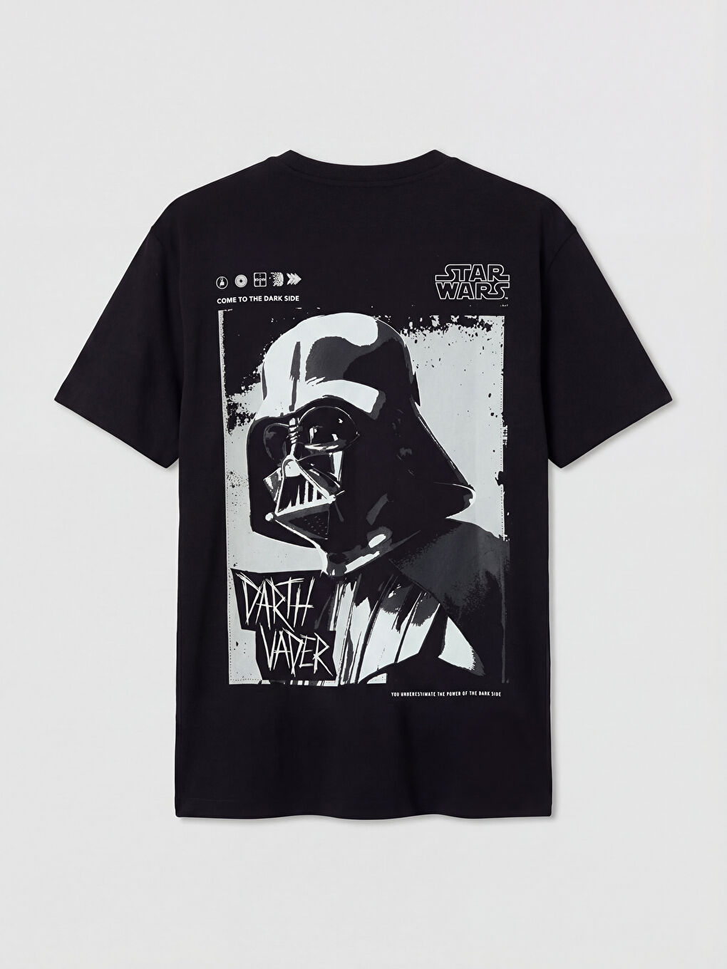 Siyah Bisiklet Yaka Star Wars Baskılı Erkek Tişört-1