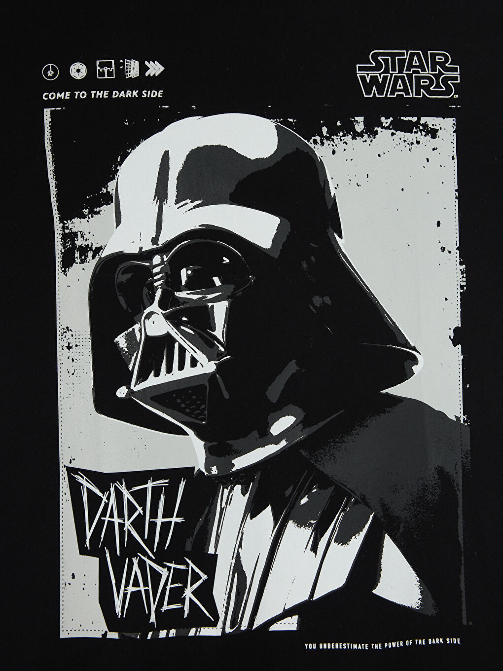 Siyah Bisiklet Yaka Star Wars Baskılı Erkek Tişört-3