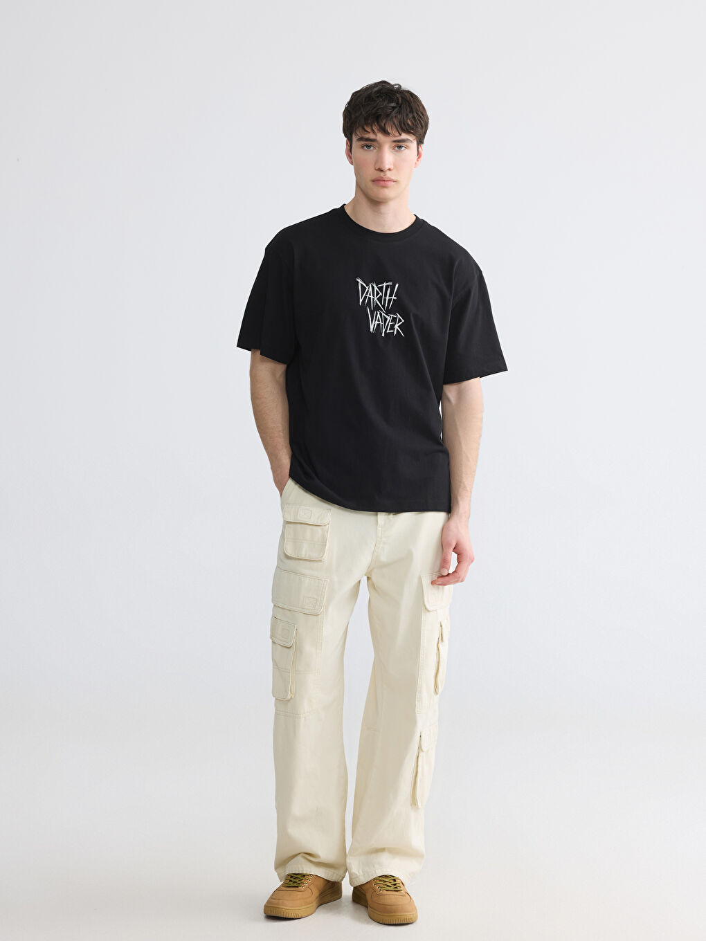 Crew Neck Star Wars Printed Men's T-Shirt-1