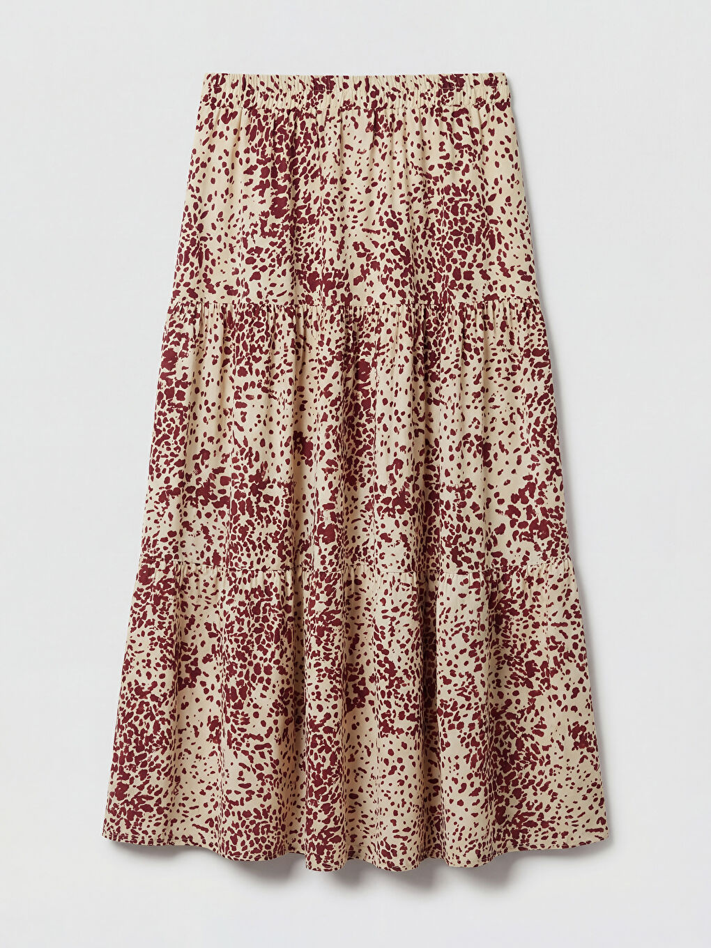 Ekru Beli Lastikli Desenli Katkat Etek-1