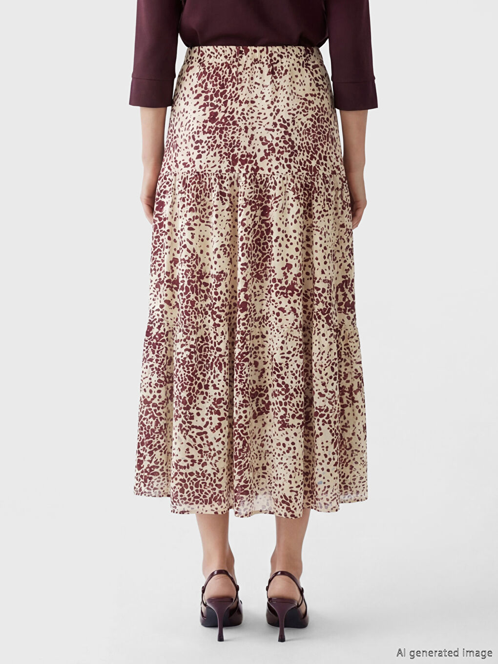 تنورة نسائية بطبعات بطبقات بخصر مطاطي-3