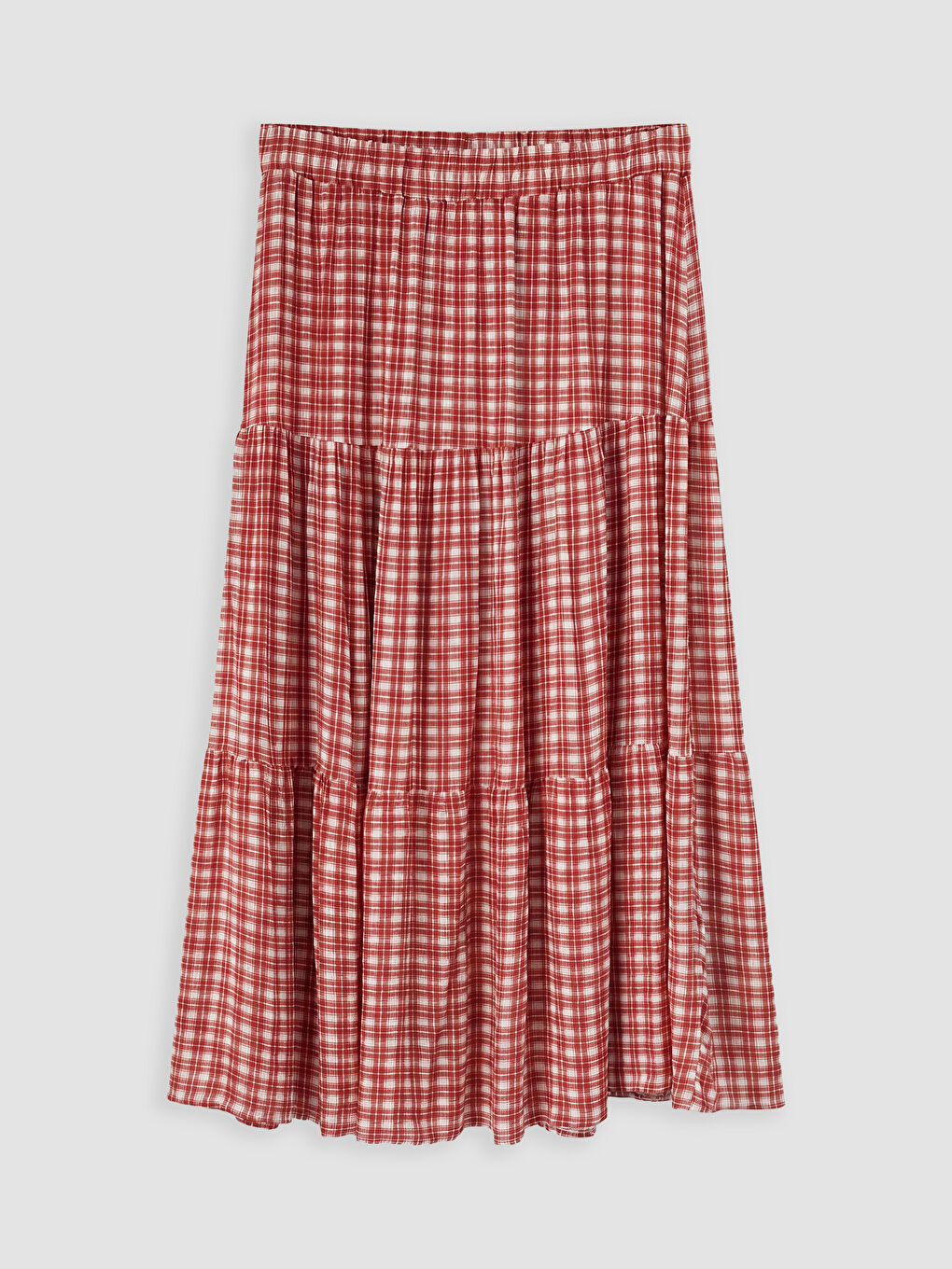 Elastic Waist Plaid Layered Skirt-4