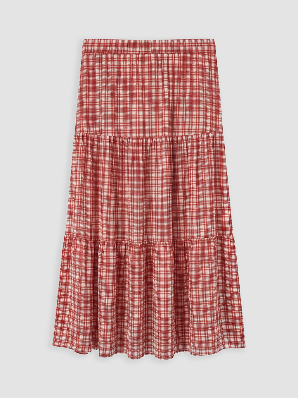 Elastic Waist Plaid Layered Skirt-5