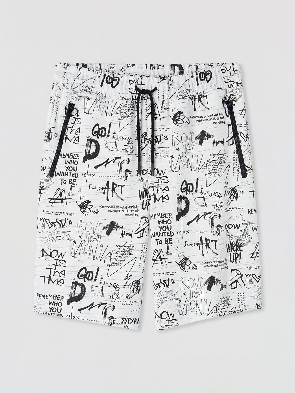 Beyaz Baskılı Erkek Şort-4