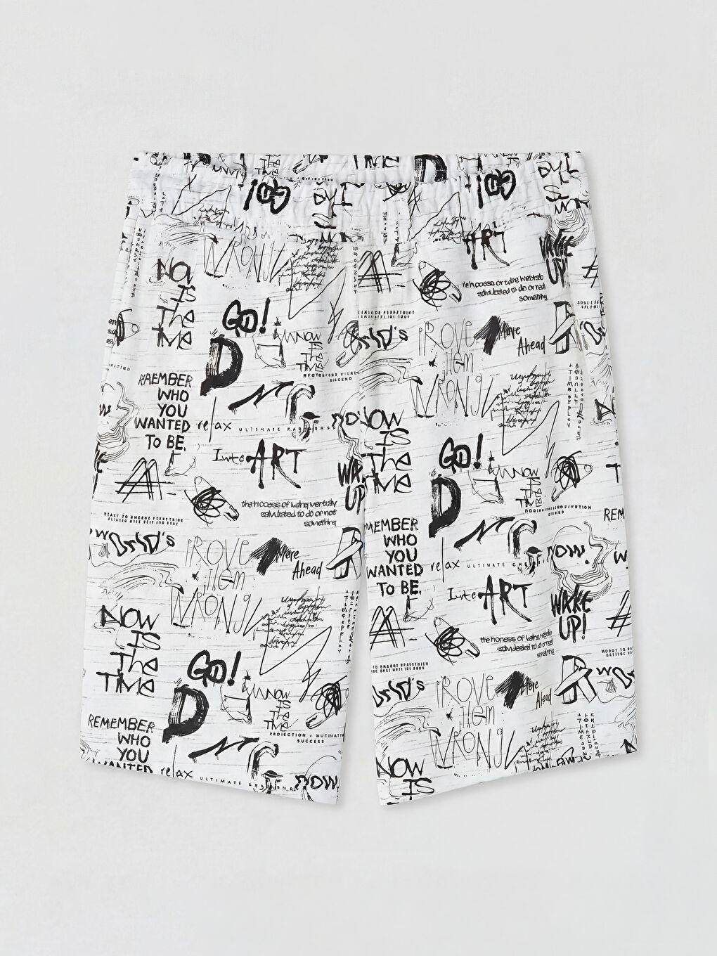 Beyaz Baskılı Erkek Şort-5