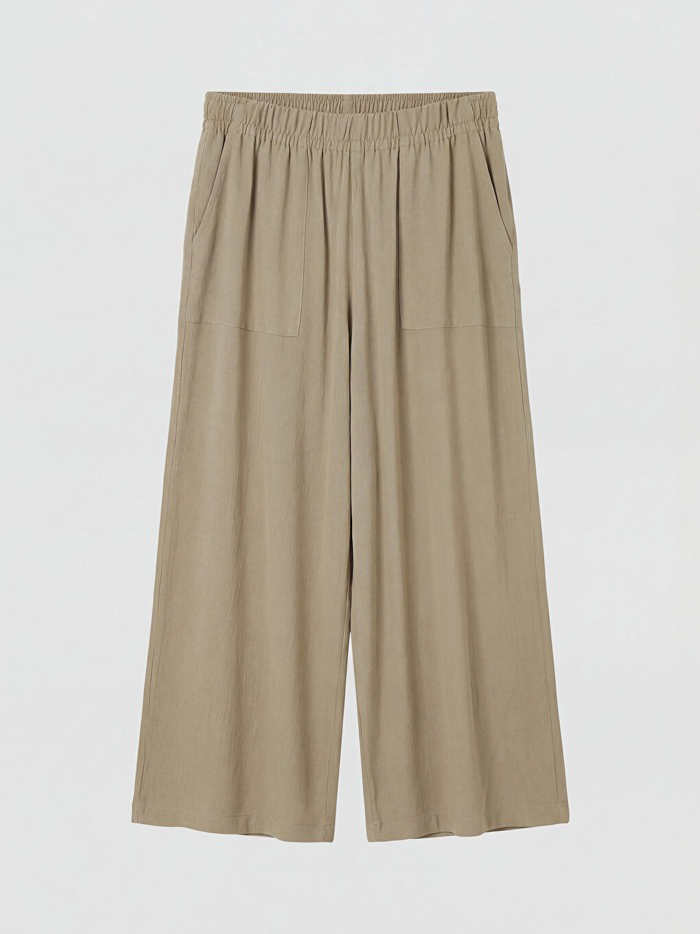 Kahverengi Beli Lastikli Geniş Paça Kadın Pantolon