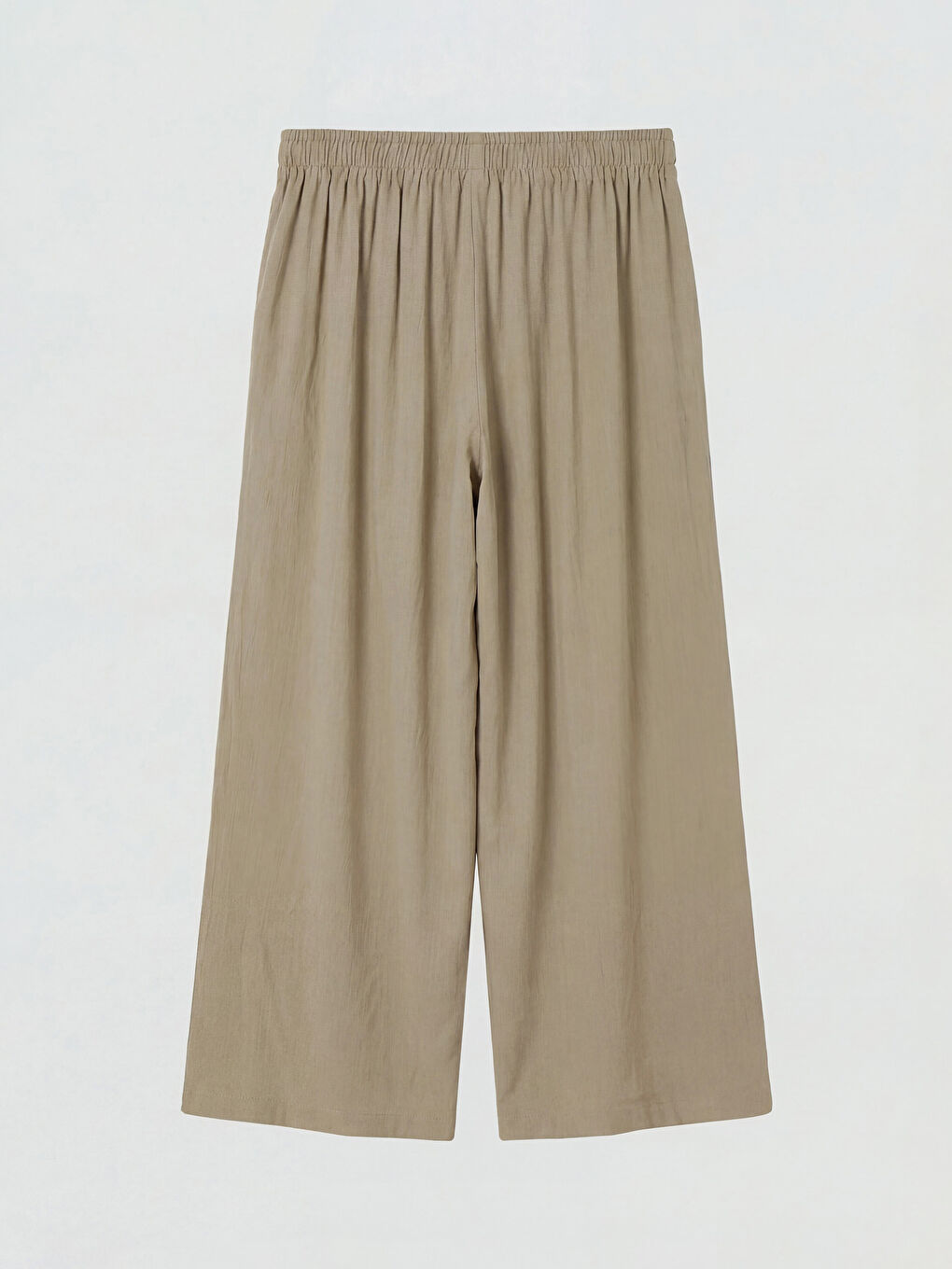 Kahverengi Beli Lastikli Geniş Paça Kadın Pantolon-1